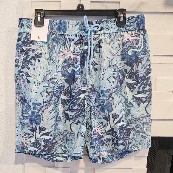 Caribbean Mens ShortRetro Coral Print 7 Inseam Size Large